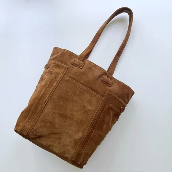 Hammitt Otis Tote Bag in Mahogany Brushed Suede w/ Leather Trim - Picture 8 of 16